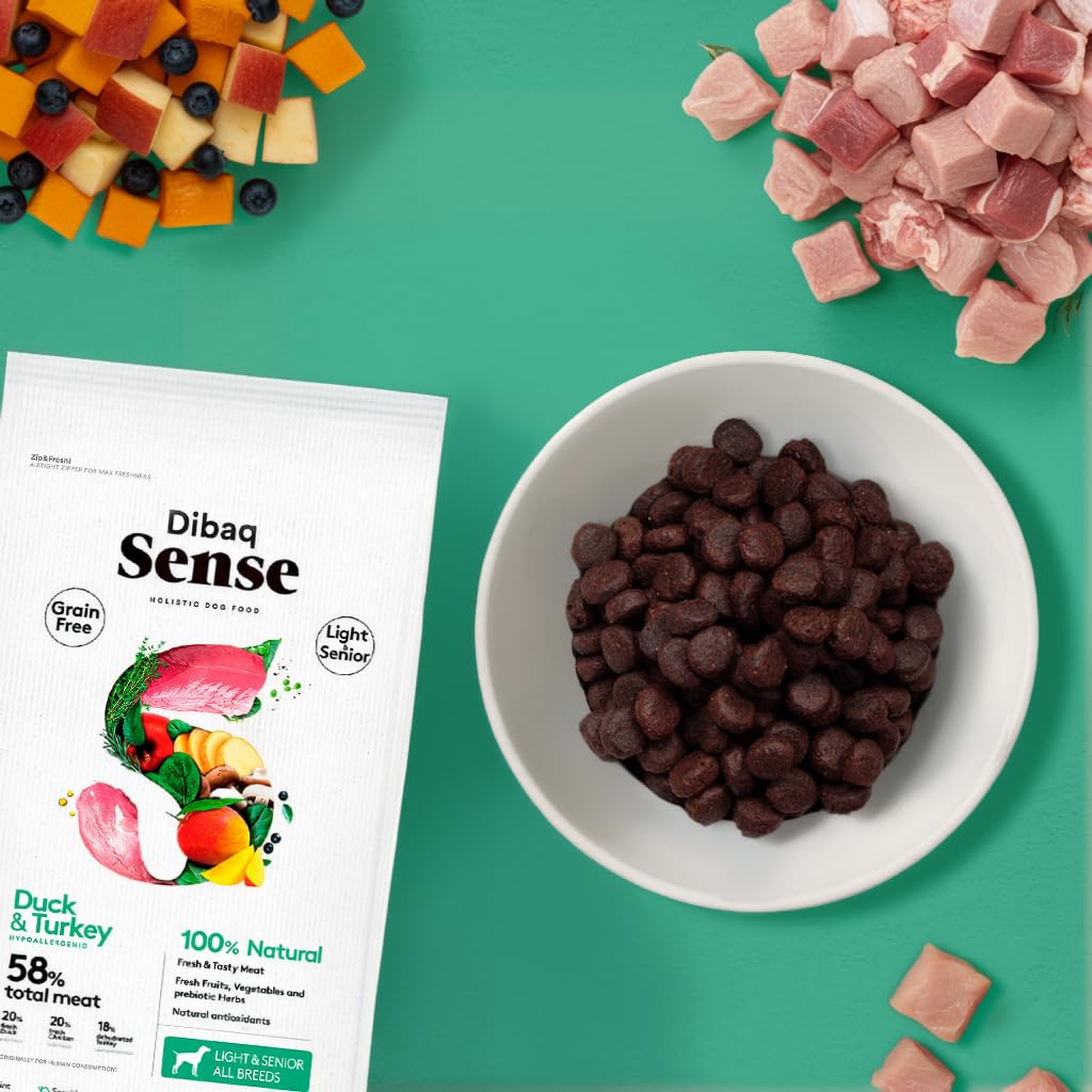 Dibaq Sense Grain Free Pato y Pavo Light o Senior, 12 kg