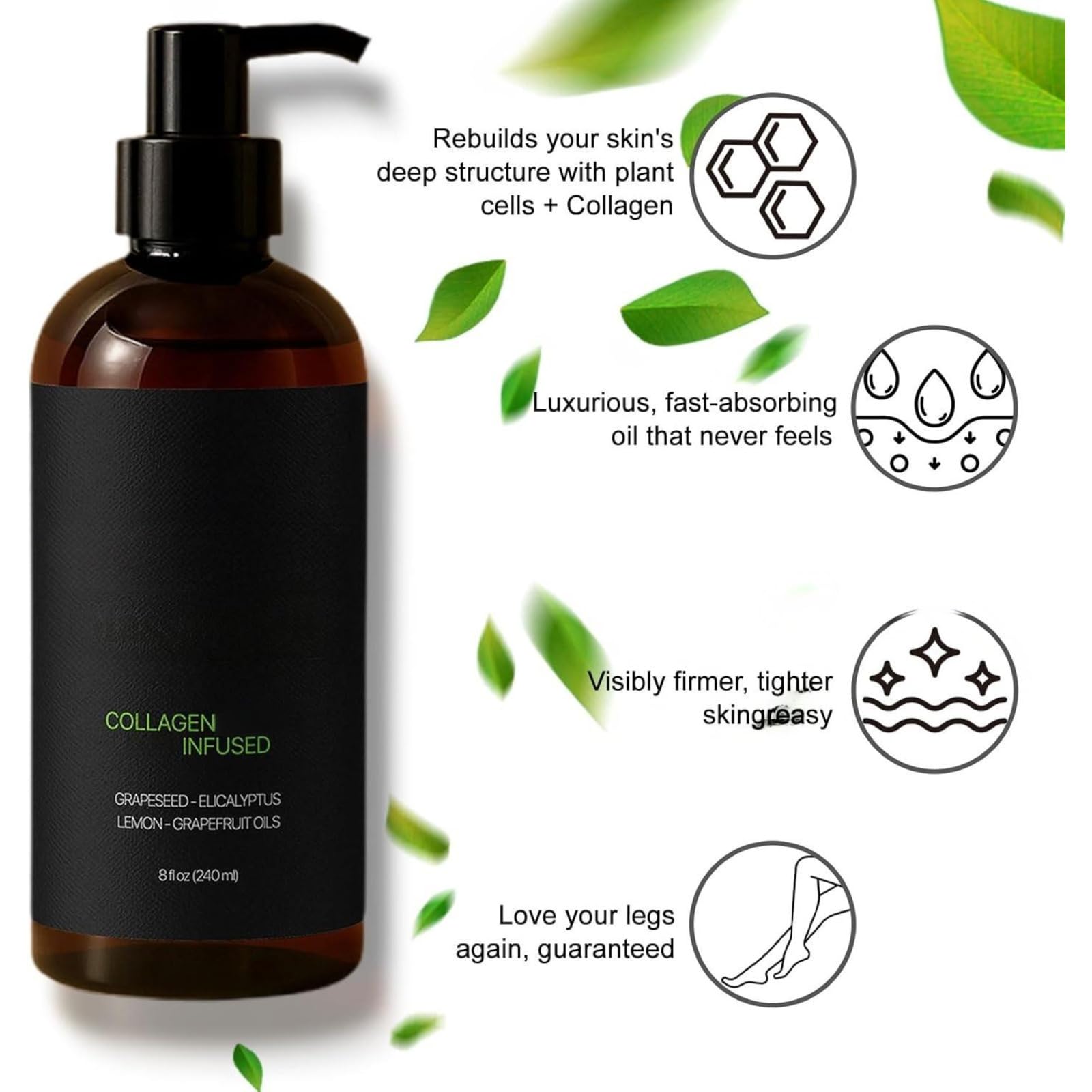 Olio da massaggio, olio per il corpo, non grasso, idratante per gambe e corpo, migliora la struttura della pelle, assorbe rapidamente, olio per la cura quotidiana (5 pezzi)