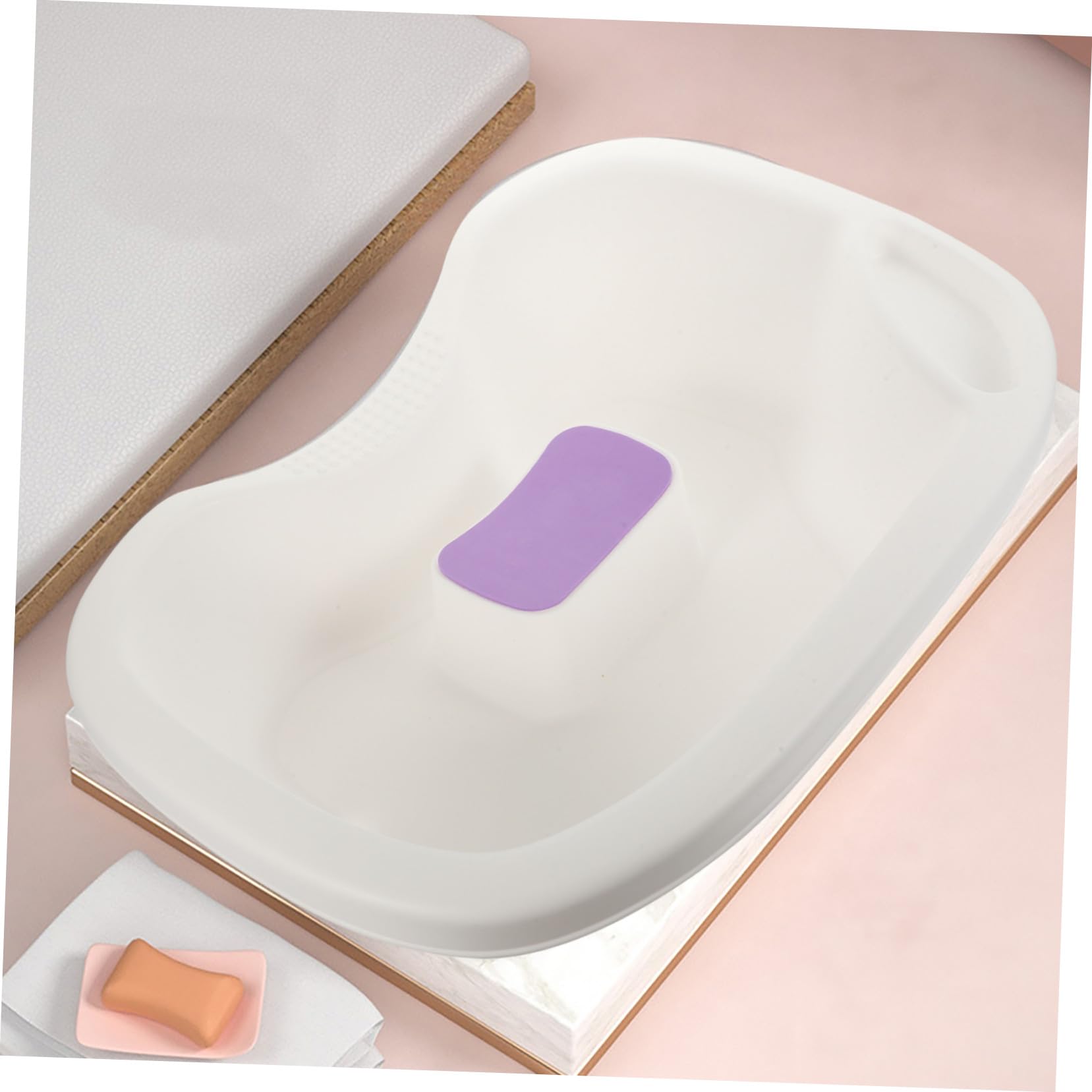 Kunststoff Shampoo Haarwaschbecken Weiß mit Schulter und Nackenstütze | Ergonomisches Design, für Kinder und Ältere Personen, Nachttisch Ausführung, Spülschale für Haarpflege