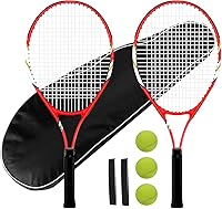 Layway Tennis Rackets 2 Player Beginner Set - 27 Inch Pre-Strung Lightweight Racquets with Balls, Grips & Bag for Adults Women Men