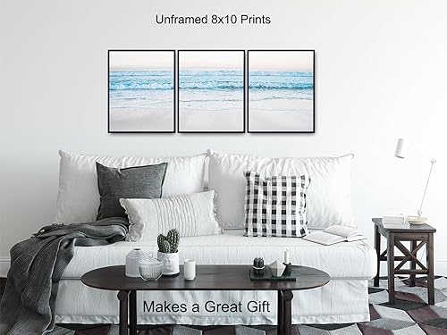 Miniatura 3 de Ocean Waves Wall Art Decor Print Set - 8x10 Contemporary Home Decoration Photos for Bedroom, Bathroom, Beach House - Gift for Sea, Surf and Nautical