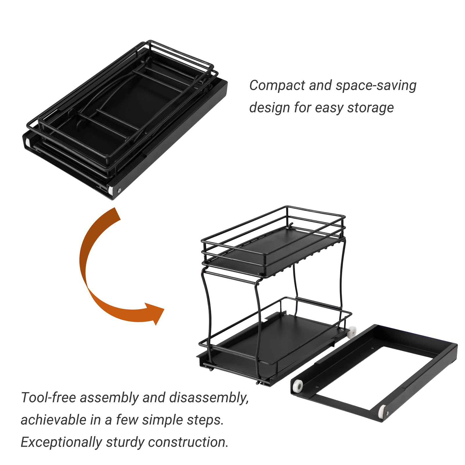 Senshi Japan Scaffale 2 Ripiani Sotto Lavello – Impilabile Con Ganci E Ruote – Organizer Per Cucina E Bagno (2 Pezzi)