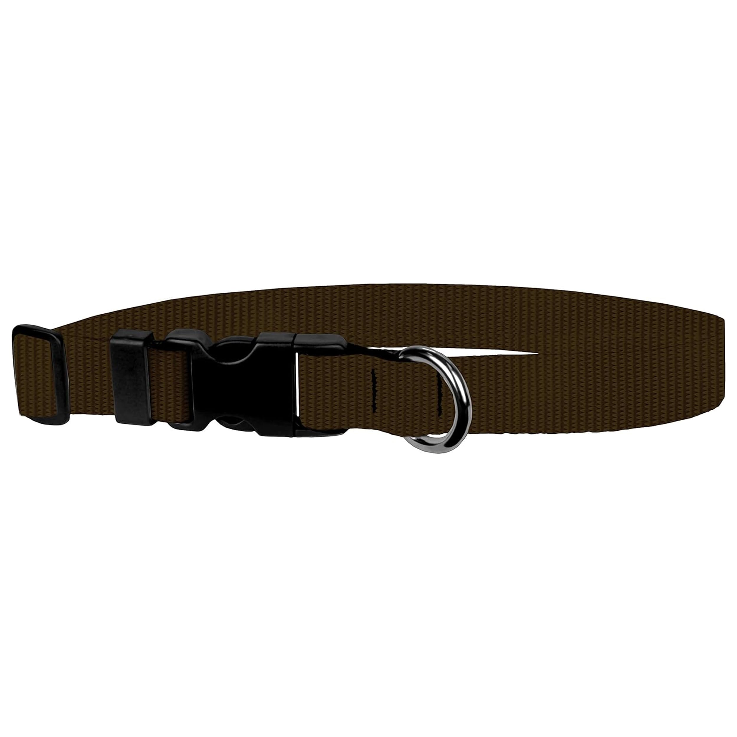 Dog Collar - Colored Adjustable Pet Collars, 1 Inch Wide, Extra Large, Brown