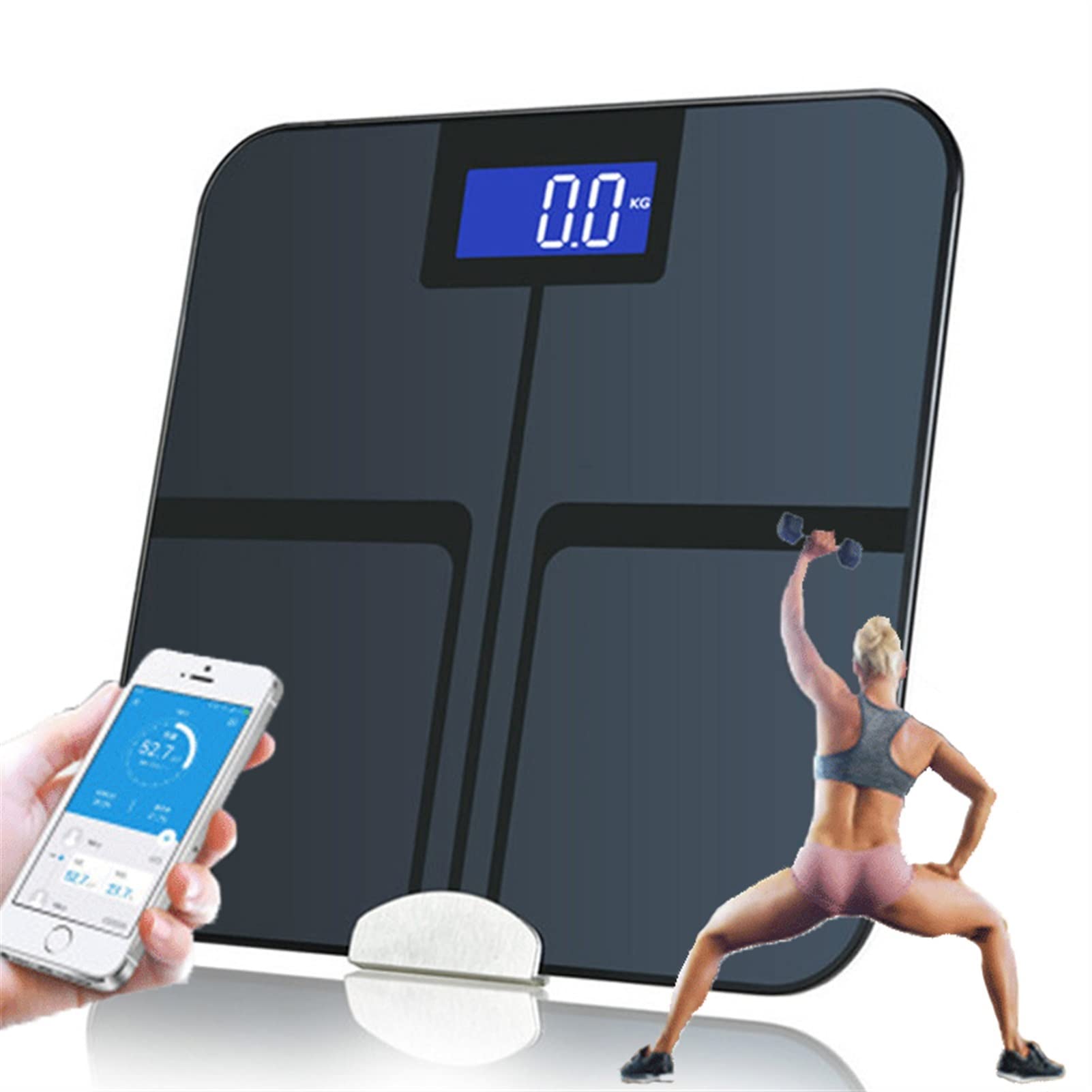 JINGYAN Pèse-personne numériques Electronic APP Control Body Weight Scale Fat Water Calorie Smart Digital for Human Health Bathroom Measure