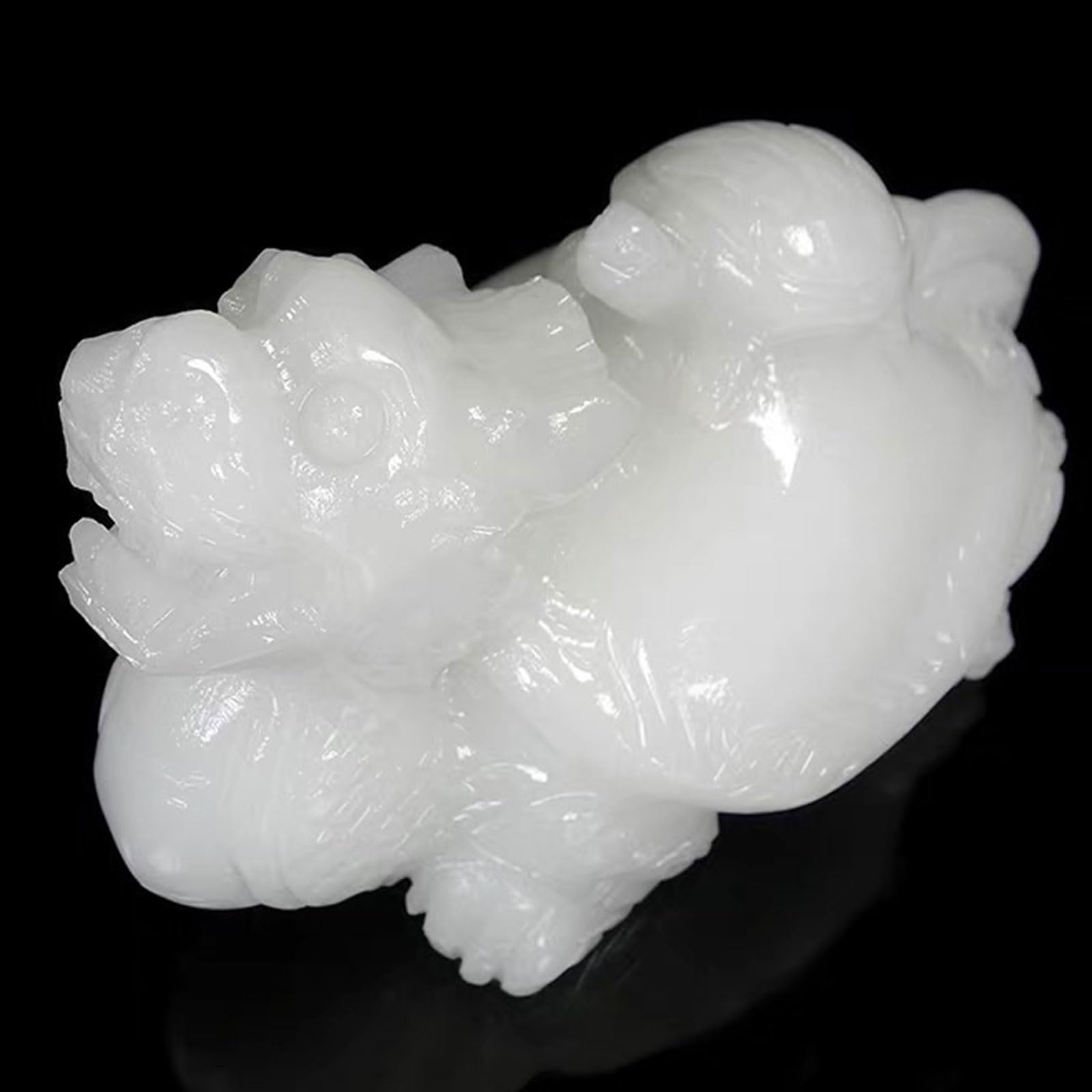 Estatua de Tortuga dragón de Jade Blanco, decoración de curativo