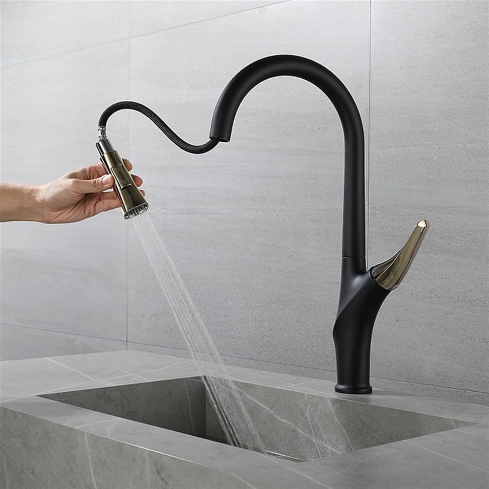 Rubinetto Da Cucina A Freddo In Ottone Lucidato Oro - Montaggio A Parete Con Spruzzatore A Tiro - Foto 8