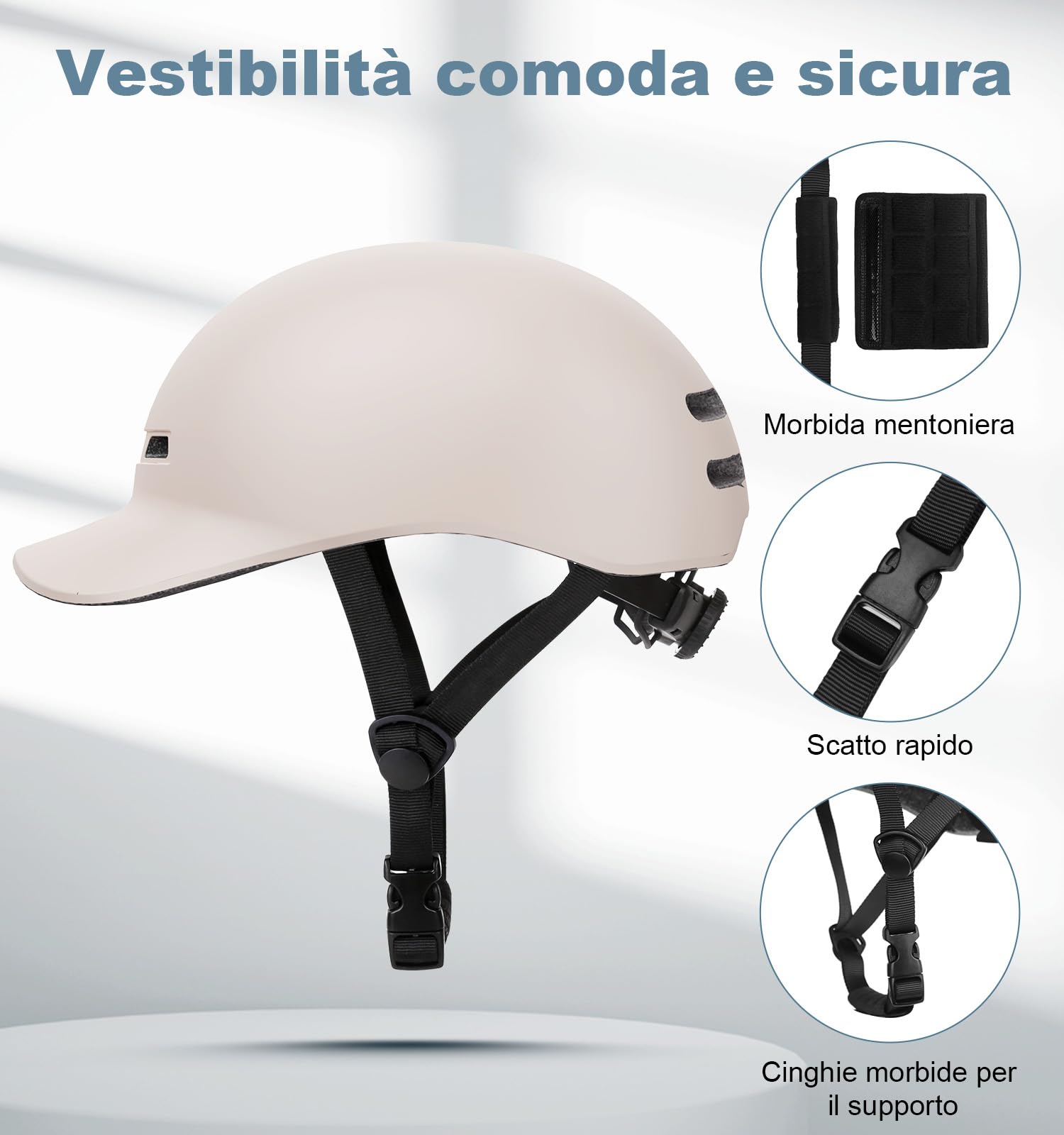 Shinmax Casco Bici Uomo Donna Urbano Casco Bicicletta Adulti Leggero Casco Ciclismo Monopattino Città Strada Caschi Bici Protezione di Sicurezza Caschetto Bici Taglia Regolabile 56-62 cm