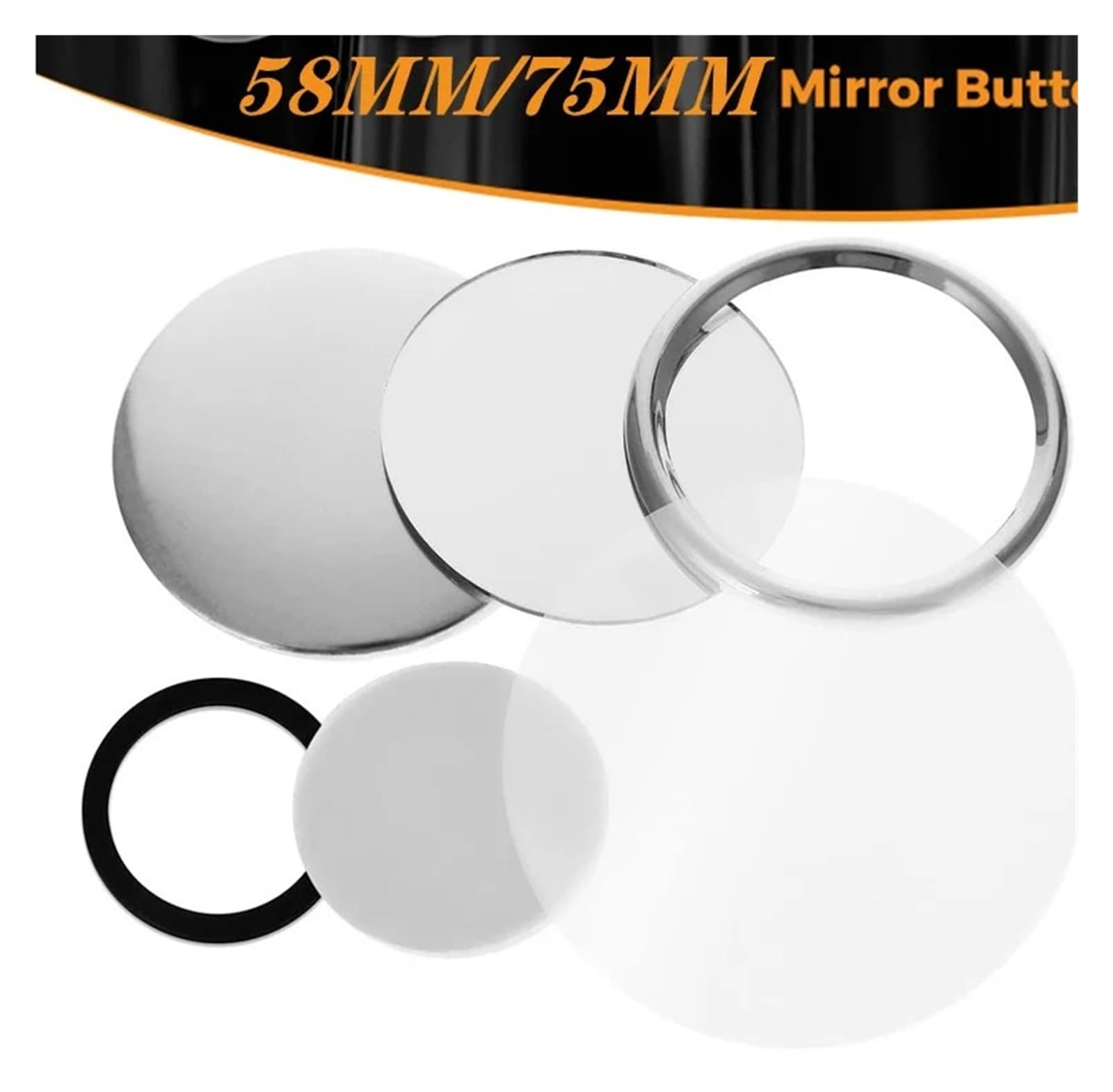 Lot de 100 badges miroir vierges, 58 mm, for fabrication de badges de poche(Plastic Base)