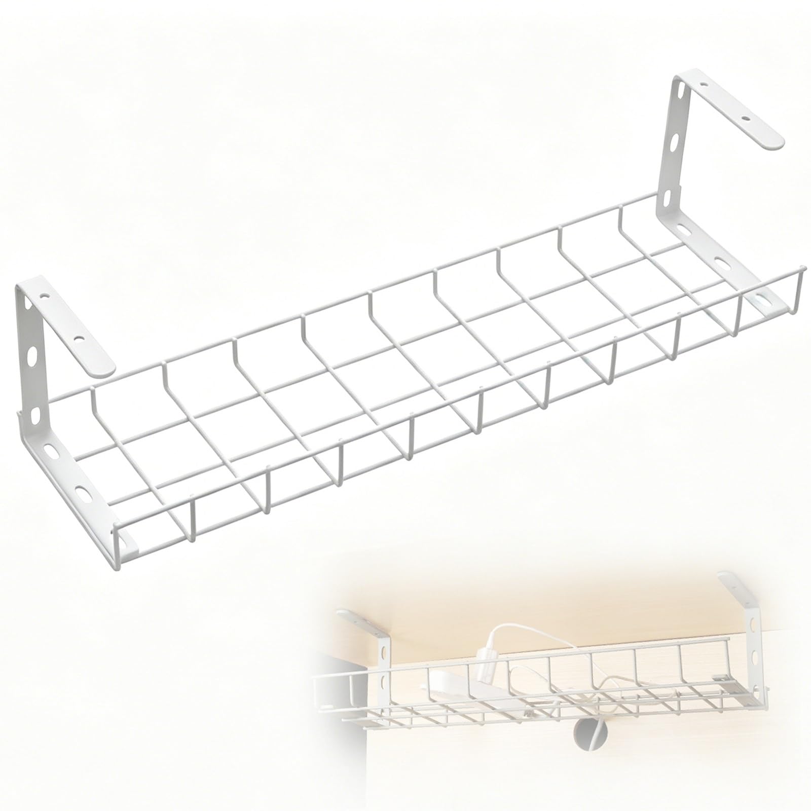Kabelkanal Schreibtisch 10kg+ Tragkraft Kabelwanne B18 X H15cm Kabelwanne Schreibtisch für Den Homeoffice(White,58cm/23in)
