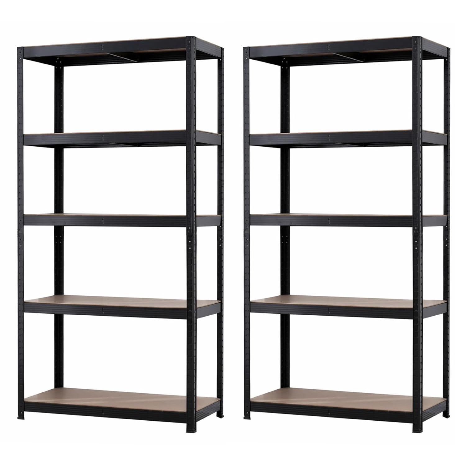 Brigros - Scaffale Metallo Garage 180x90x40cm Ad Alta Portata 875kg, 5 Ripiani Mdf, Scaffale Salvaspazio Ideale Per Garage, Officina, Cantina, Magazzino, Design Modulare (Doppio, Nero)