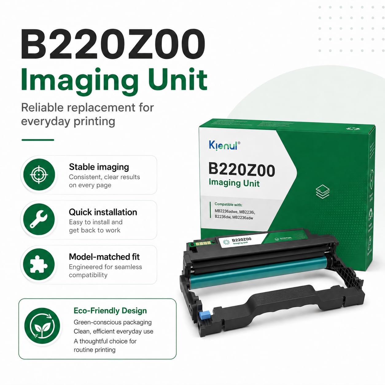 B220Z00 - Unità tamburo di ricambio per stampante Lexmark B/MB2236, compatibile con stampanti MB2236adwe, MB2236i, B2236dw, MB2236adw