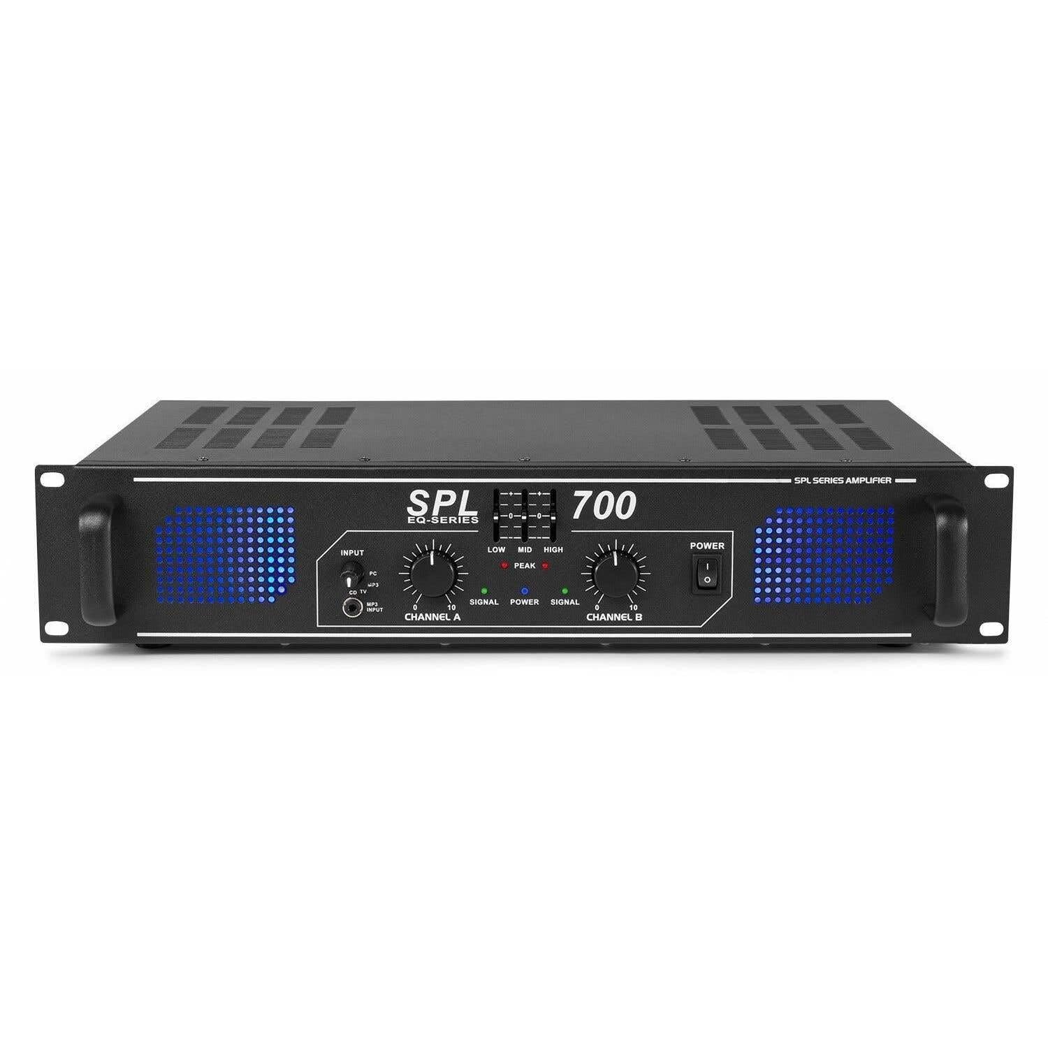 MAX Pack Complet - 2 Enceintes Disco 2x6 Pouces, Amplificateur SPL700 et Câble Inclus, Puissance de 700W, Idéal pour Les Soirées Disco, Les Karaokés, Les Fêtes