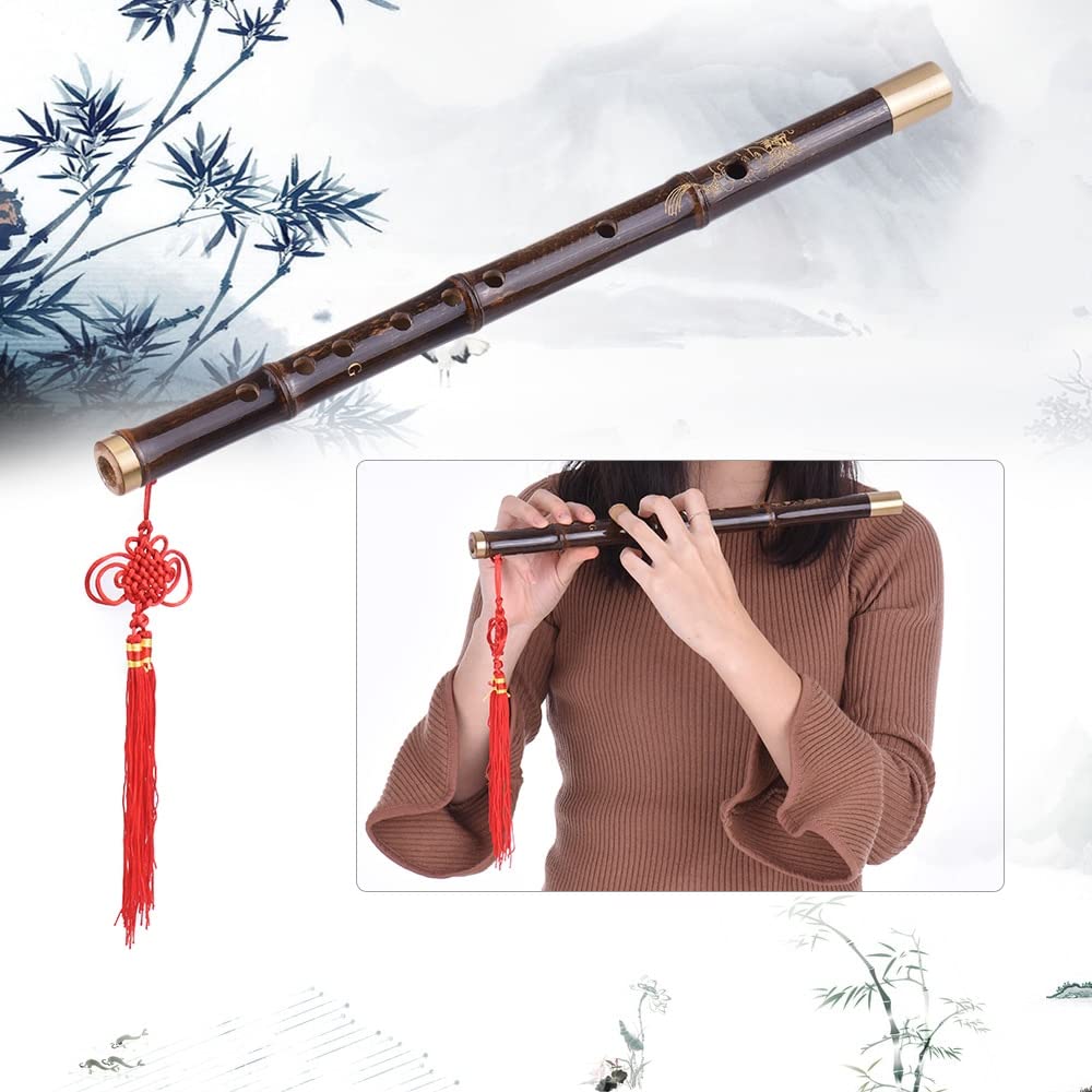 Professionelle schwarze Bambus-Dizi-Flöte, traditionelles handgefertigtes chinesisches musikalisches Holzblasinstrument, C-Taste, D-Taste(D key)