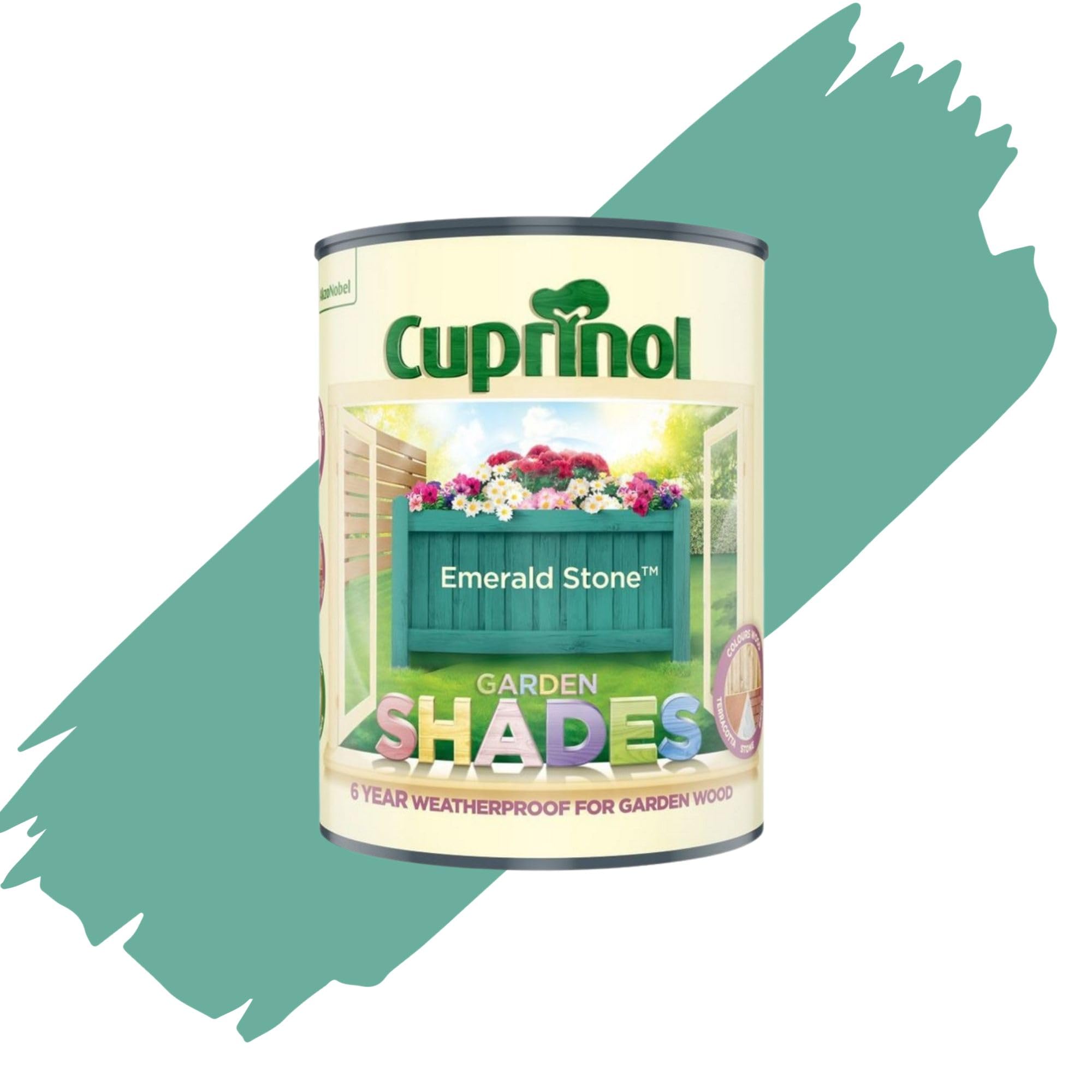 AOC24 1L Garden Shades Fence Paint, Outdoor Wood Paint For GardenSheds, Furniture, Fences, Exterior Wood, Water Based Paints For Outdoor Surfaces, Brick, Pots (Emerald Stone)