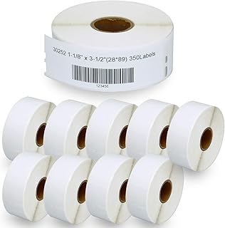 BETCKEY - Compatible DYMO 30252 (1-1/8" x 3-1/2") Address & Barcode Labels - Compatible with DYMO Labelwriter 450, 4XL & Zebra Desktop Printers [10 Rolls/3500 Labels]