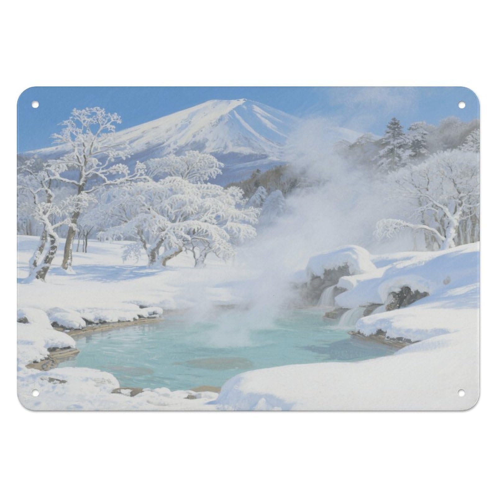 Fekiloot Style Hokkaido Hot Springs Wall Decor Iron Painting Metal Sign