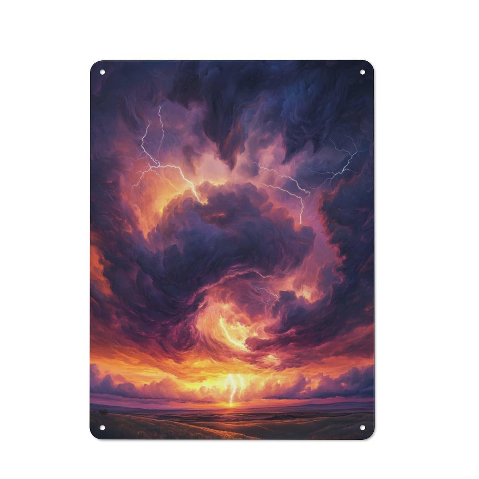 Junmoney Stormy Sunset Tin Sign 40X30cm For Pub Or Café, Vintage Wall Decor, For Café Interior Fans, For Retro Home Interiors