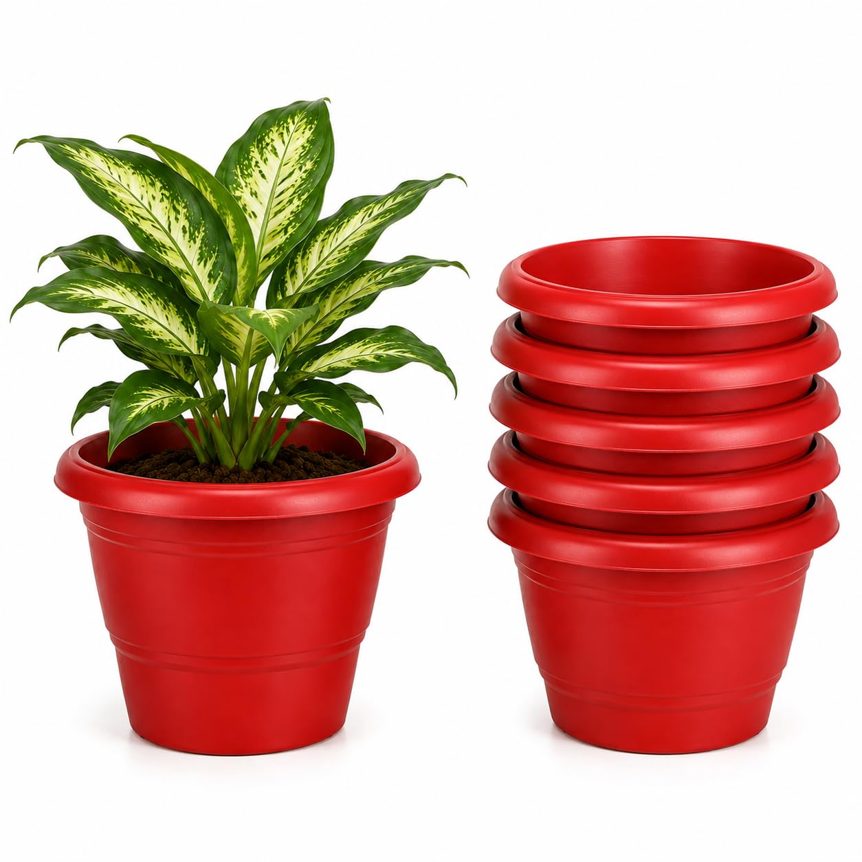 SUNBIRD Plant Pot, Outdoor Flower Pots | Plastic, Indoor with Drainage Holes, Decorative Garden Containers Sets, for Houseplants-picture-32