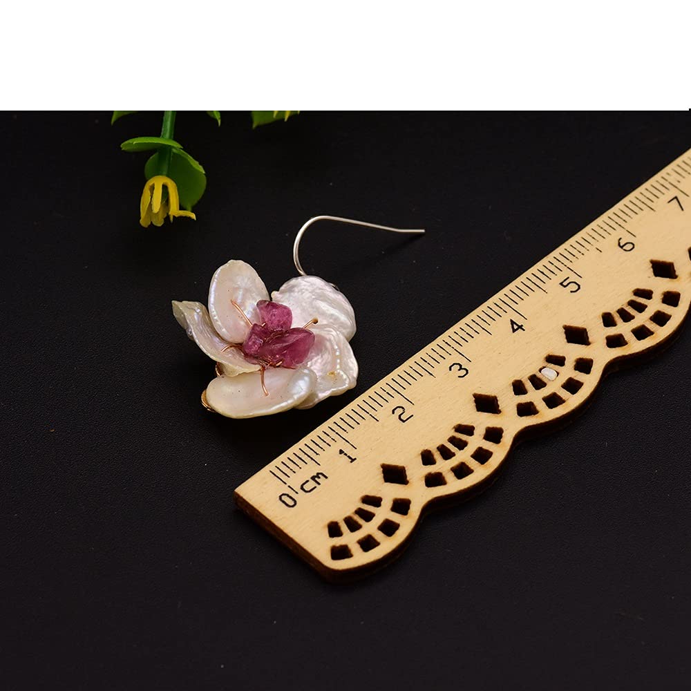 SALAN Orecchini Pendenti Originali Fatti A Mano con Fiori di Perle d'Acqua Dolce Naturali per Le Donne Orecchini Pendenti con Ametista Gioielleria Raffinata