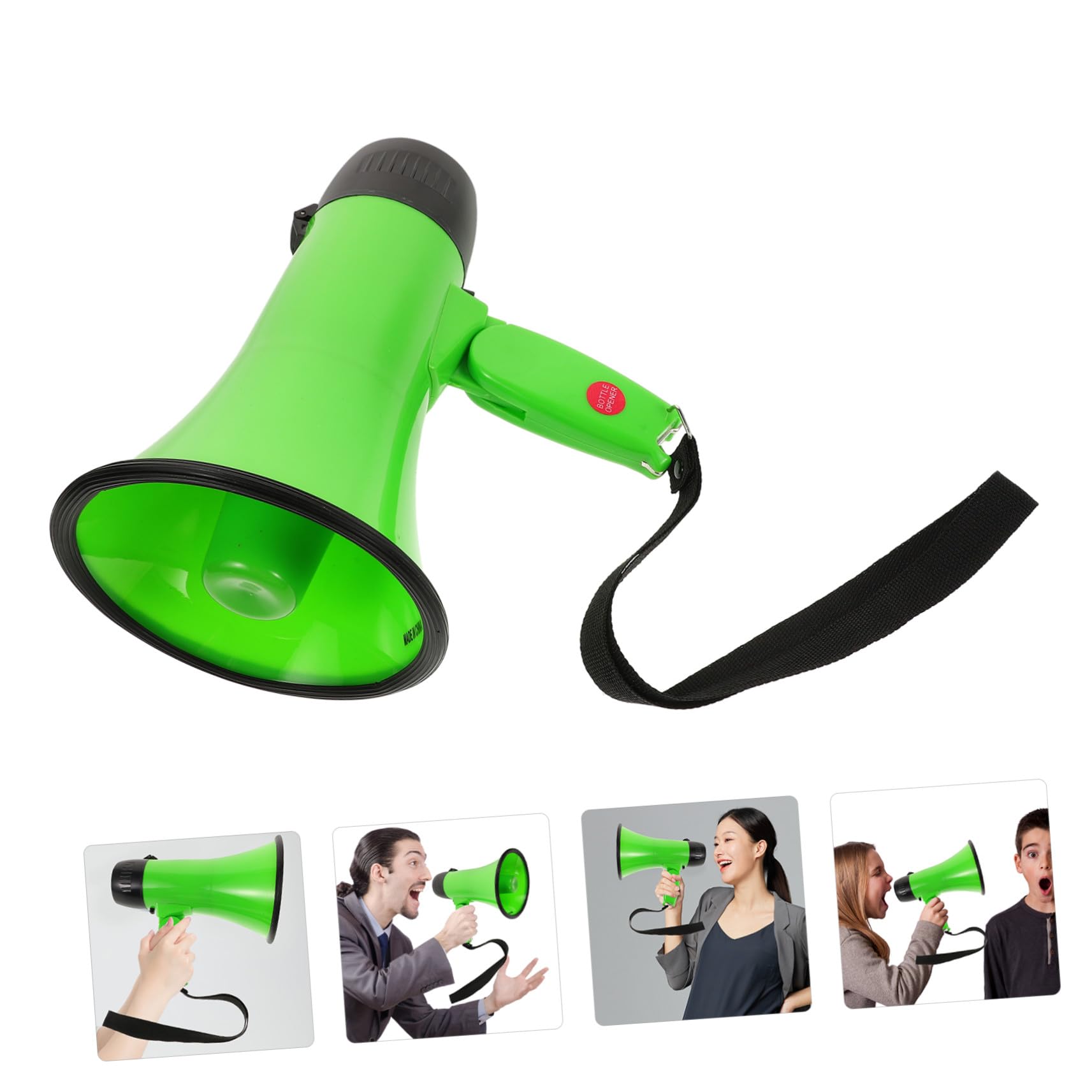 Megáfono Portátil 25 w Grabación 240 s Bocina Ligera Color Verde con Asa para Eventos Exteriores Seguridad Animación y Publicidad
