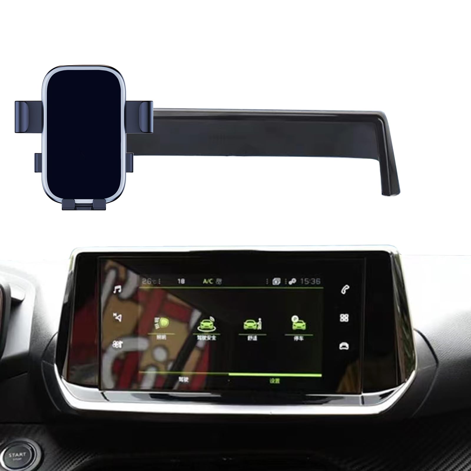 Supporto per telefono da auto adatto per Peugeot 2008 2019-2023, staffa di navigazione schermo per bocchetta dell'aria, rotazione a 360°, supporto per telefono cellulare a gravità per smartphone,