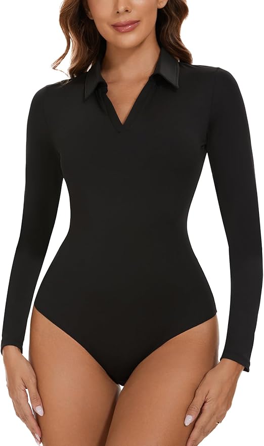 Body Donna SHAPERIN Manica Lunga - Collo Quadrato, Tessuto Elasticizzato - Elegante E Sexy - Foto 6