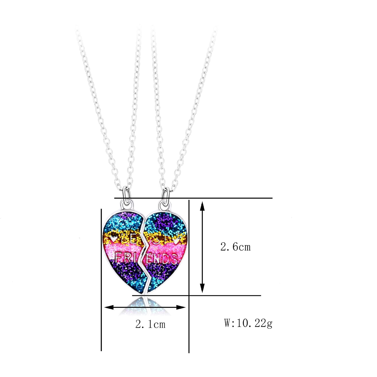 Collane BFF Per Amiche – Set Da 2 Con Ciondolo Cuore Viola E Magnetico – Blu + Rosa – Regalo Per Migliori Amiche