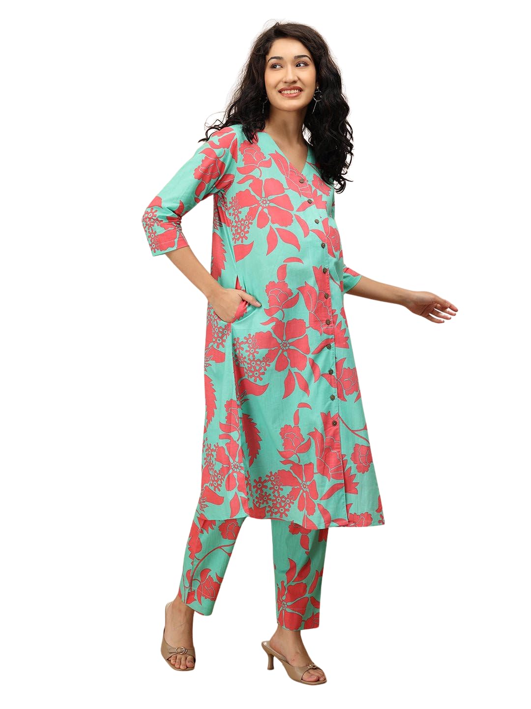 Maternity and Nursing Co-Ord Set | Kurti and Plazo Pant Set | Trendy Pre and Post Pregnancy Kurta Palazzo Set for New Mom | Feeding Zipper/Button Opening at Front