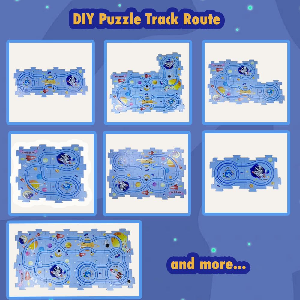 Tor samochody dla dzieci DIY tor wyścigowy 12 sztuk puzzle DIY złamana zabawka edukacyjna prezent gry dla dzieci 2 3 4 5 6 lat (przestrzeń)