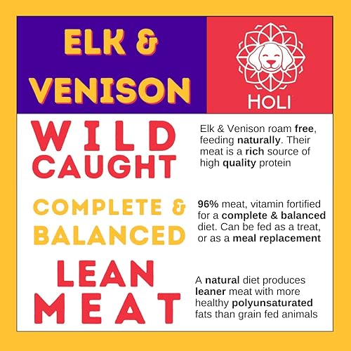 Miniatura 5 de HOLI Alimento para perros liofilizado con alce y venado  96% de carne, capturado en la naturaleza, potenciador del sabor de la comida para perros