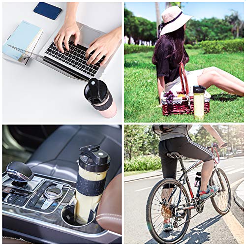 Blender, Aicok Personal Smoothie Blender, Stainless Steel Single Serve Blender, with 21 oz BPA Free Portable Travel Sports Bottle with Extra Travel Lid, 300W, Silver