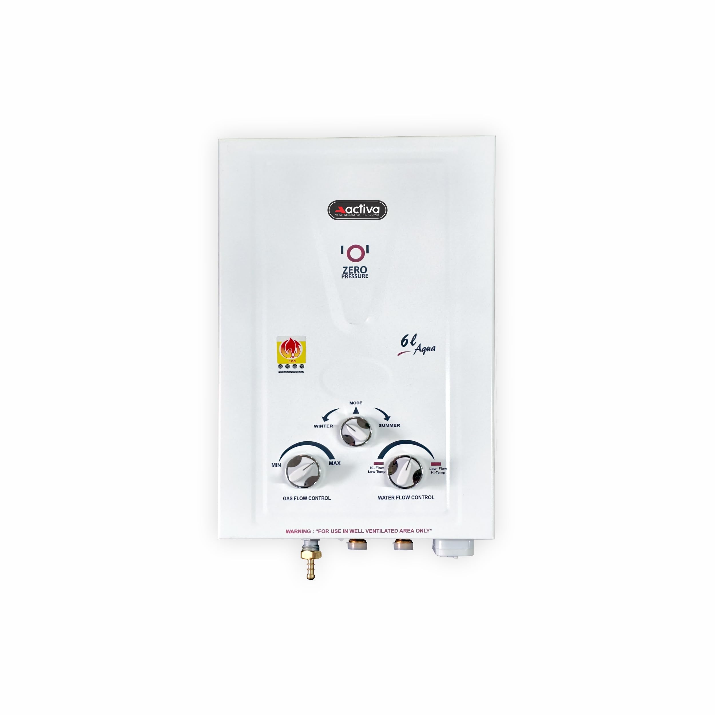 ACTIVA 6 LTR Instant pure Copper LPG Gas Water Heater with Anti Rust Coating Geyser ISI Approved Saves Geyser from Corrosion by Water 1 year warranty (Aqua Ivory)