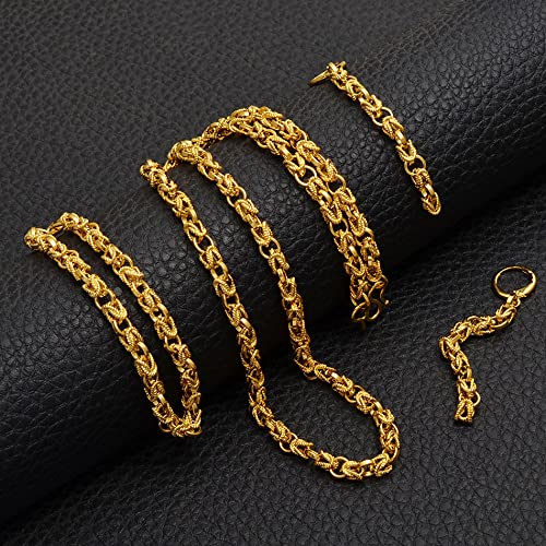 Conjunto de joyas de cuentas redondas de 5 mm con collar pulsera y pendientes dorados 6