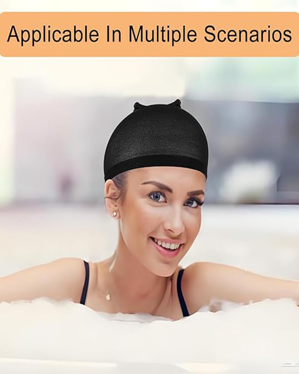 MittiJoy 8PCS Bald Cap, Lace Wig Cap Set (4 Black + 4 Nude), Stretchy Hair Net for Wig Application, Stocking Wig Caps Stretchy Nylon Caps for Women, Suitable for Halloween, Costume Parties, Weddings - Image 5 thumbnail