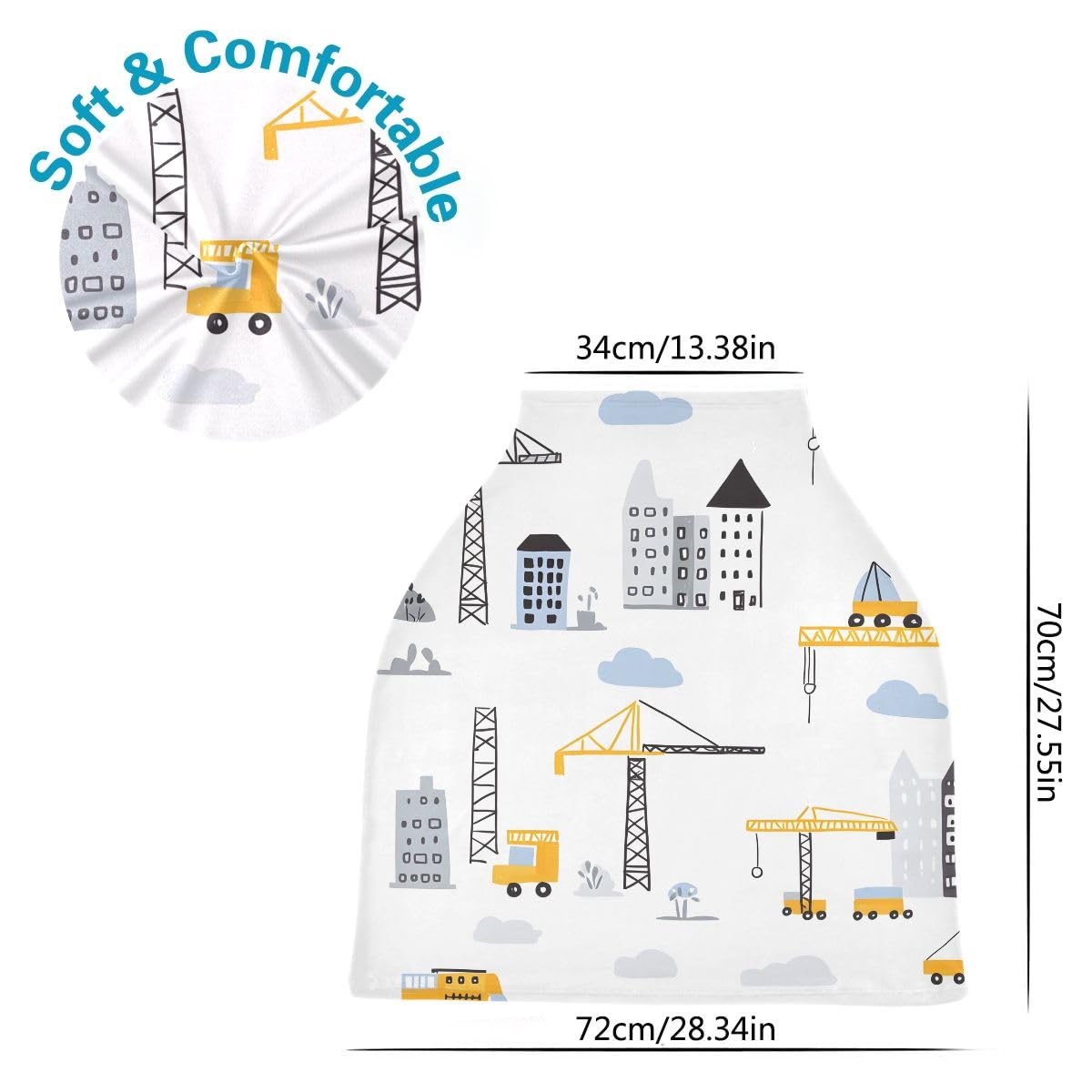 Baby Car Seat Canopy Covers Nursing Cover Stretchy Boys Girls Construction Ladder Truck Carrier Cover Breastfeeding Cover Breathable