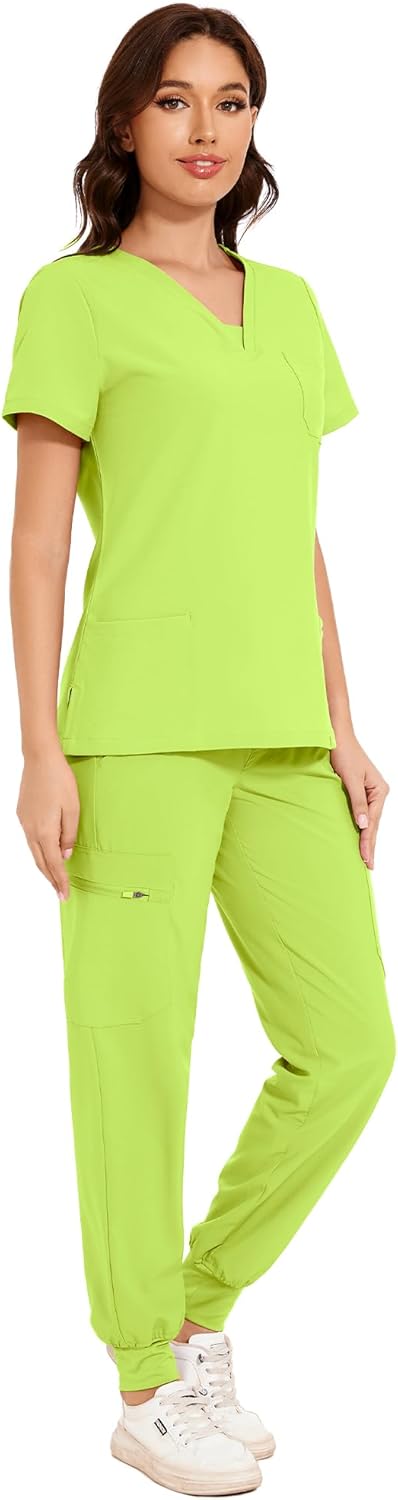 COZYFIT Scrubs for Women - V-Neck Top & Cargo Pants Scrubs Set with 10 Pockets - Image 3