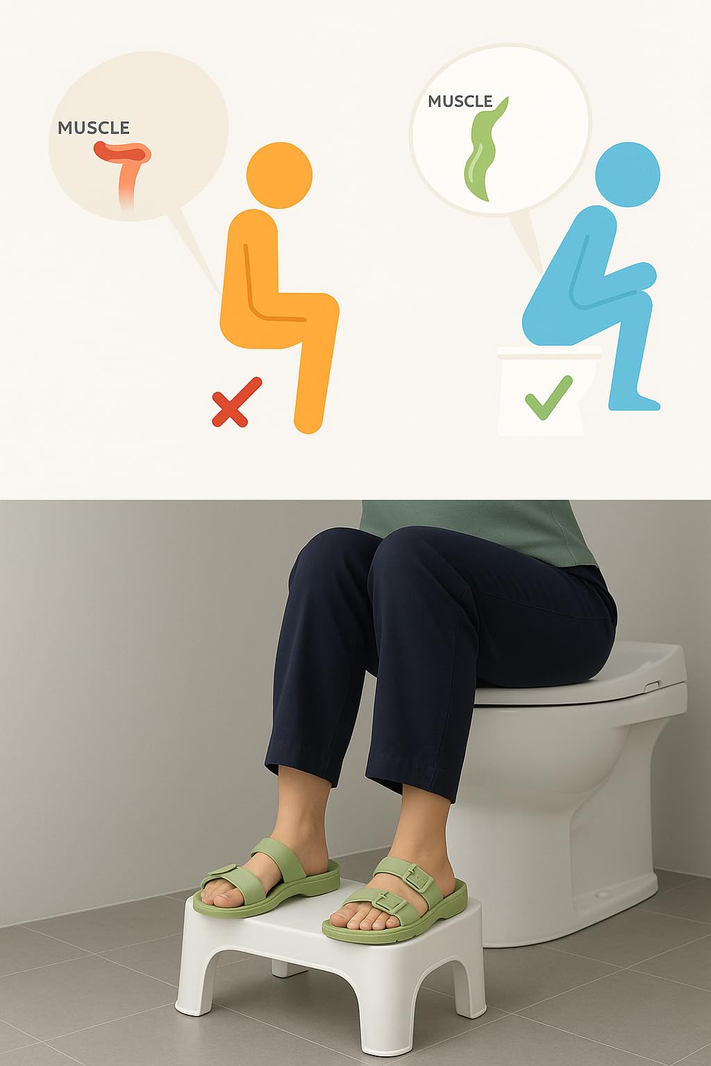 Repose Pied Physiologique pour Toilettes - Pliable