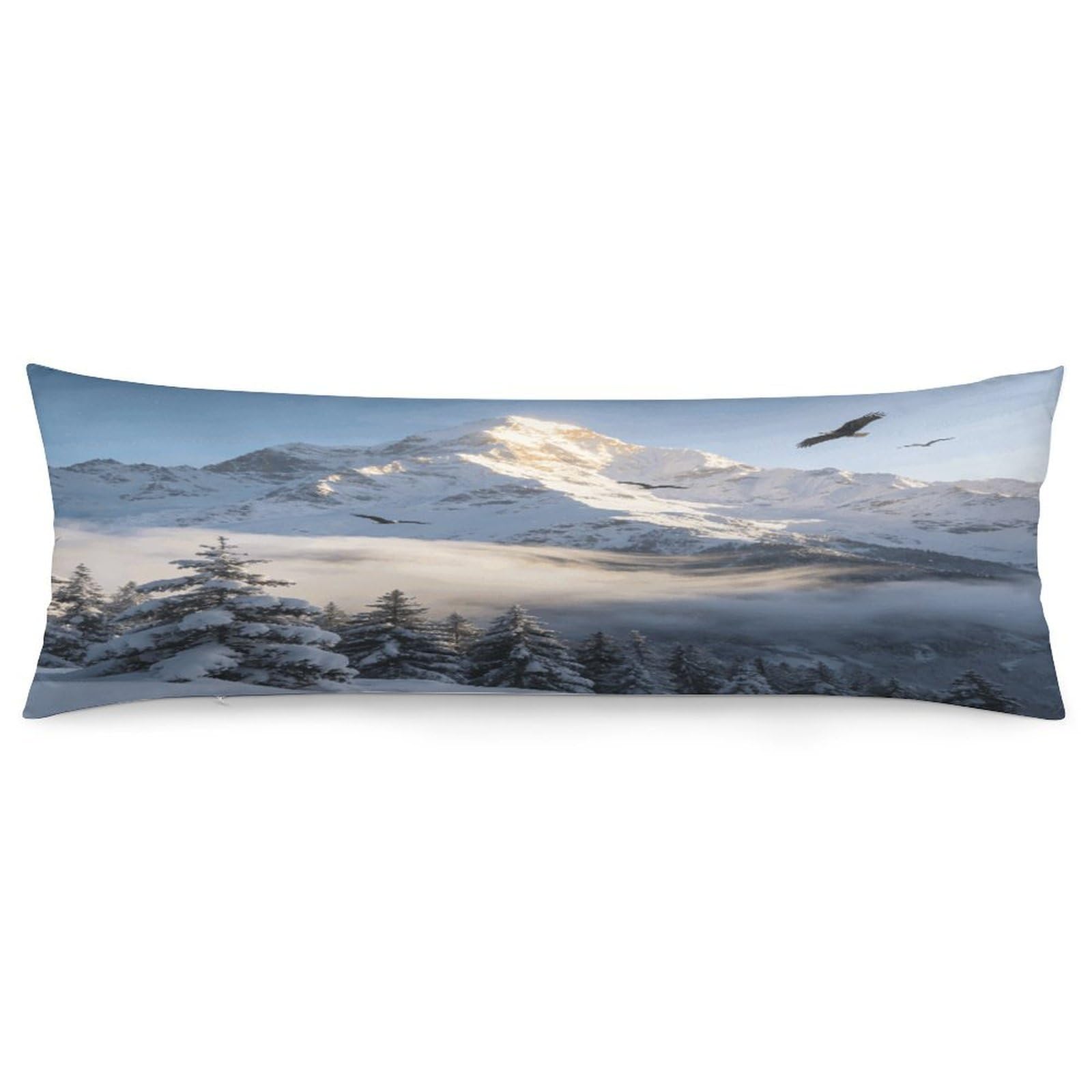 Above The Snowy Forest Body Pillowcase Soft Breathable Full Long Pillow Cover 20x54 Inches Polyester Pillow Case with Hidden Zipper Closure for Bedroom Home Decorations