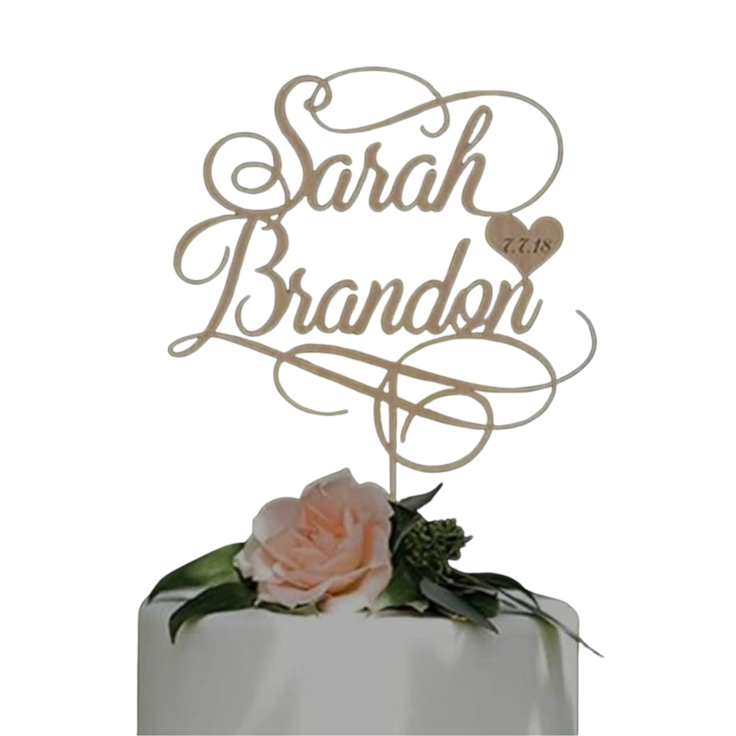 Customizable Name Cake Topper for Birthday Engagement Wedding Anniversary Theme Party Personalized Decorative Wooden Cake Topper for Celebration Cakes