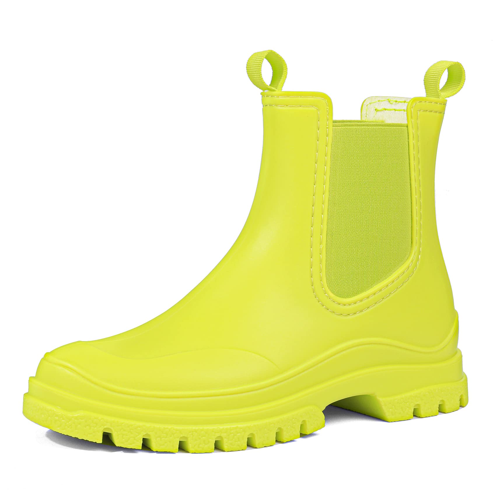 DKSUKOWomen's Short Rain Boots Rubber Waterproof Garden Boots Elastic Slip  On Ankle Chelsea Boot Fashion Insulated Rain Shoe for Outdoor Work Thick