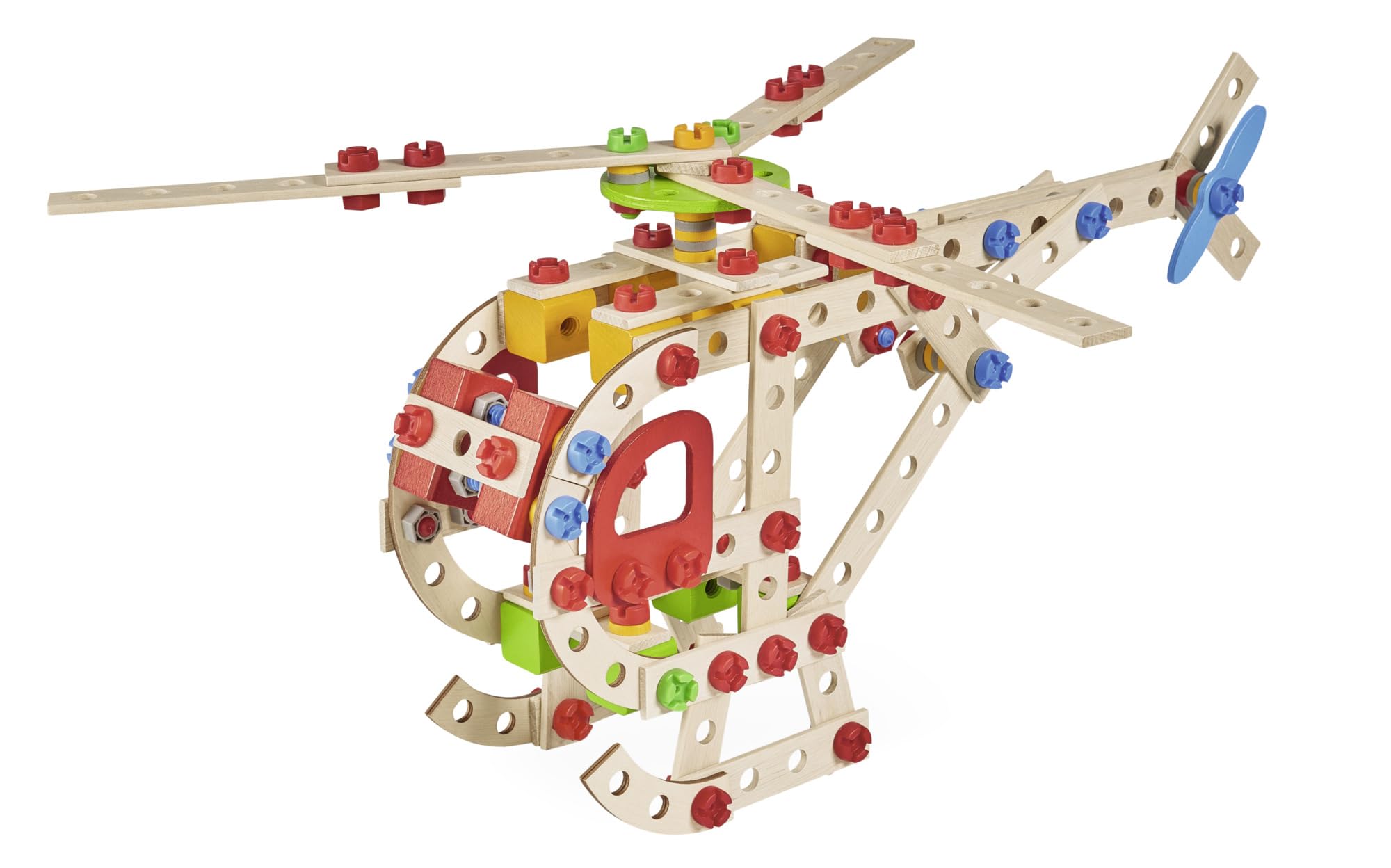 Eichhorn-100039098 Constructor Helicóptero – Juguete de Madera versátil, 225 Piezas, 5 construcciones carbón (100039098)