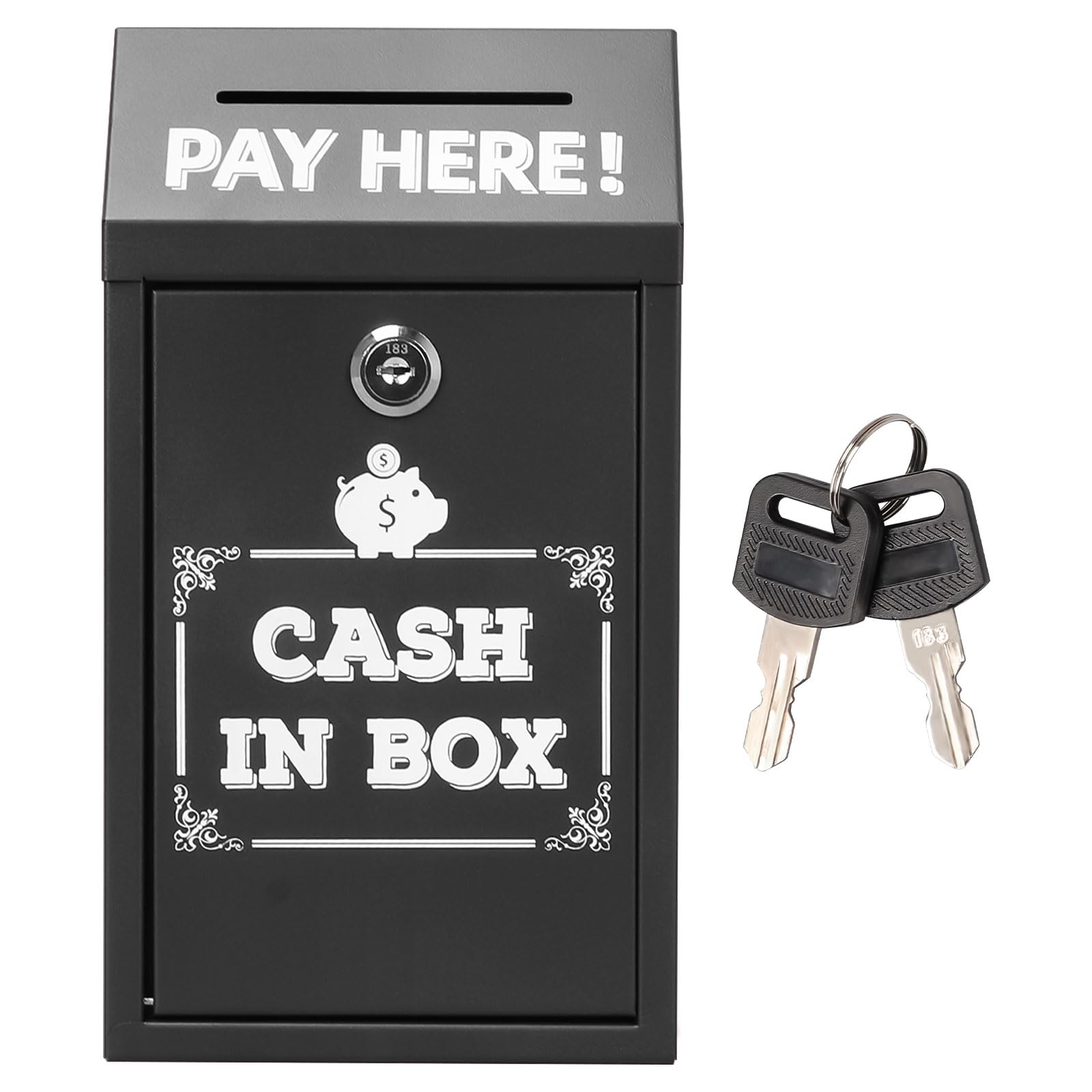 貯金箱 1000万円 貯まる 紙幣 円玉 貯金 おしゃれ 札 お札 ステンレス 大容量 募金箱 2つ鍵付き ちょきん箱 お札とコインを貯える  money saving box (ブラック)_銘哲商事株式会社_中国仕入王