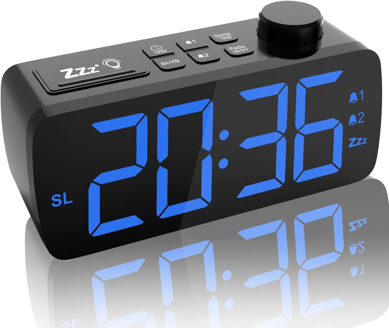 NOKLEAD Digital Alarm Clock Radio Digital Alarm Clock with 16CM Large LED Display, 4 Level