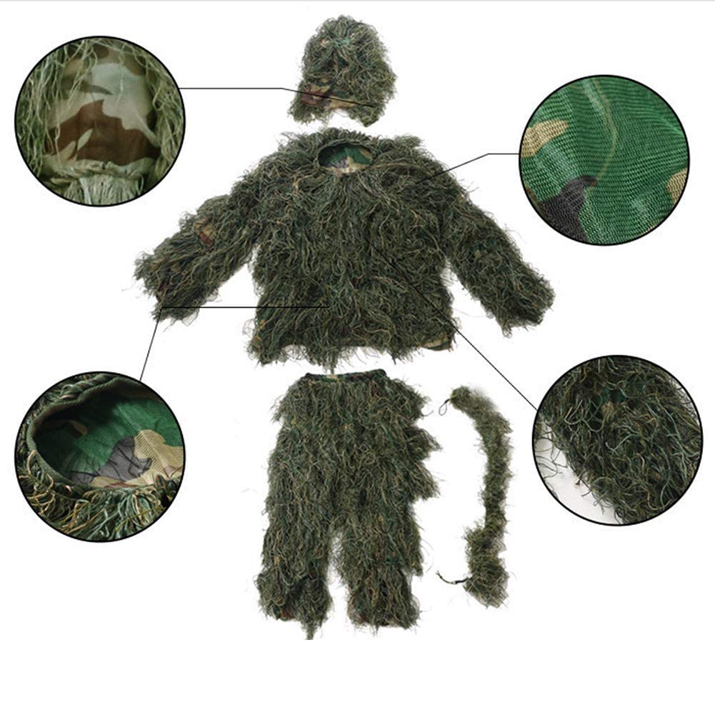 Woodland Camouflage Suit, Tarnanzug Camo Camouflage, 3D Camouflage Jagdbekleidung für Militär, Paintball, Airsoft, Wildlife-Fotografie, Ghillie Zubehör Tarnumhang