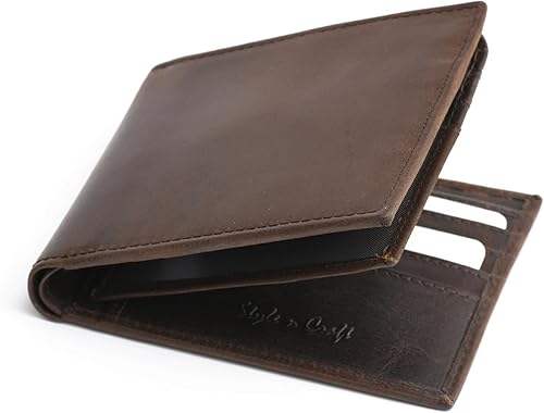 Style N Craft Slim Bi-fold Hipster Leather Wallet, Full-Grain Leather Wallet