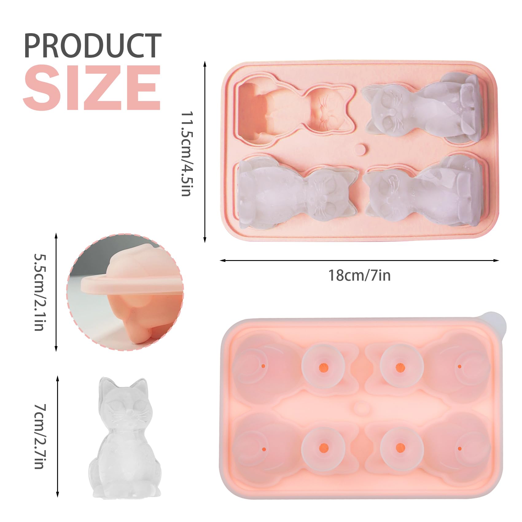 2 Stampo Per Cubetti Ghiaccio Silicone 3D Forma Gatto E Cane Con Coperchio – Per Cocktail, Whisky, DIY