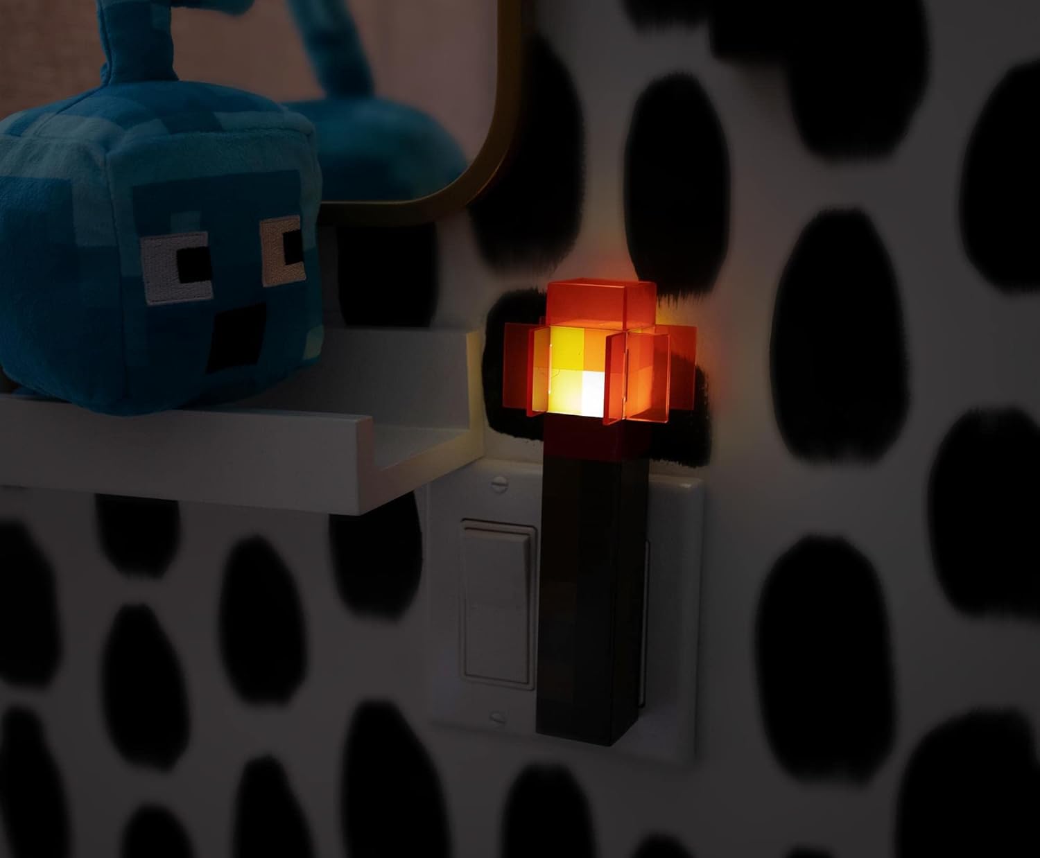 Minecraft Redstone Torch Plug-in Nightlight with Auto Dusk to Dawn Sensor | LED Mood Light for Kids Bedroom, Play Room, Hallway | Home Decor Room Essentials | Video Game Gifts and Collectibles