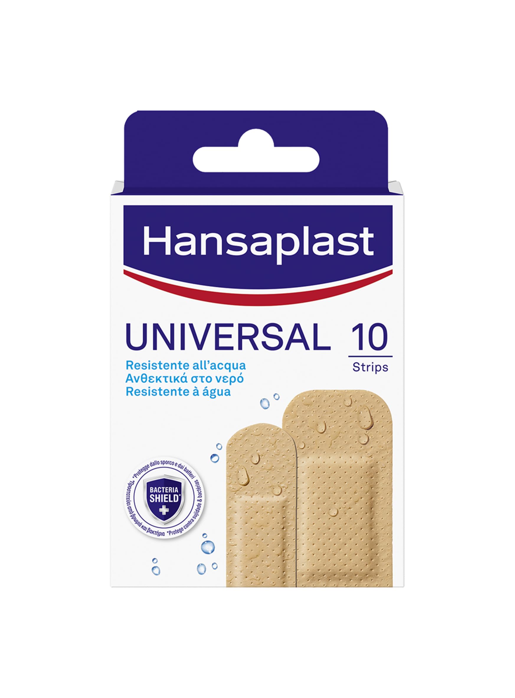 Hansaplast Cerotti UNIVERSAL, Cerotti impermeabili con elevato potere adesivo, Cerotti traspiranti per tutti i tipi di ferite, 1 confezione da 10 Pezzi in 2 formati