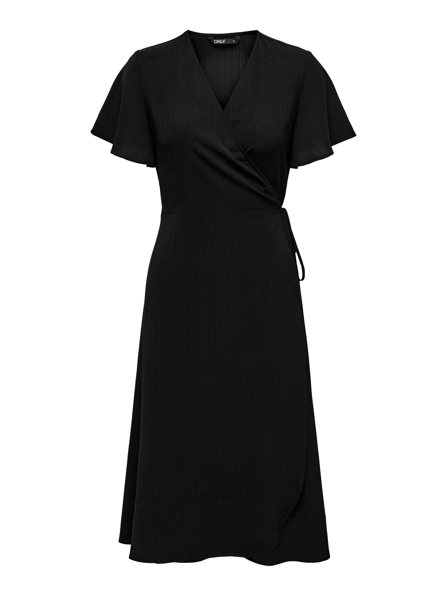 Onlcali Life S/S Midi Wrap Dress WVN, czarny, XL