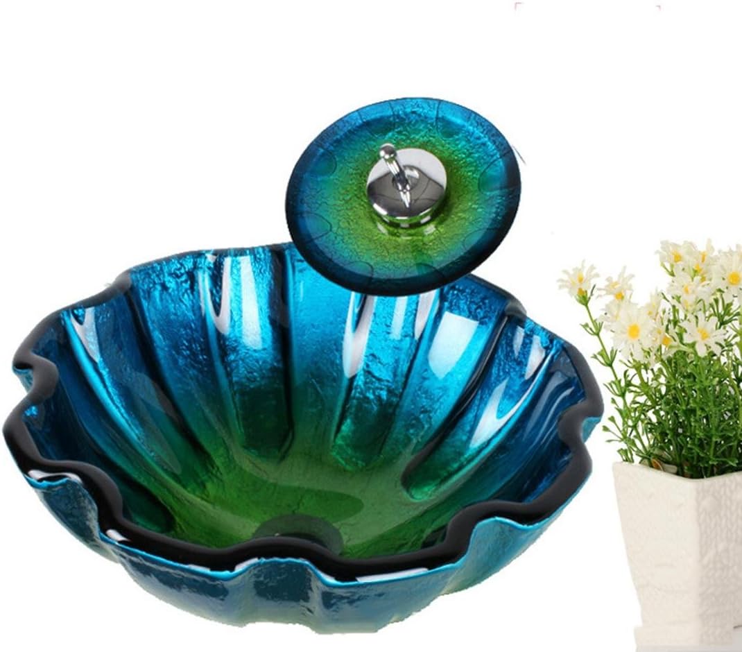 Sea Shell of Tempered Glass Vessel Basin Tap and Combination and Accessories